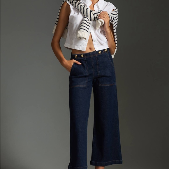 Anthropologie Pilcro The Kit Cropped Dark Wash Jeans - Picture 3 of 10